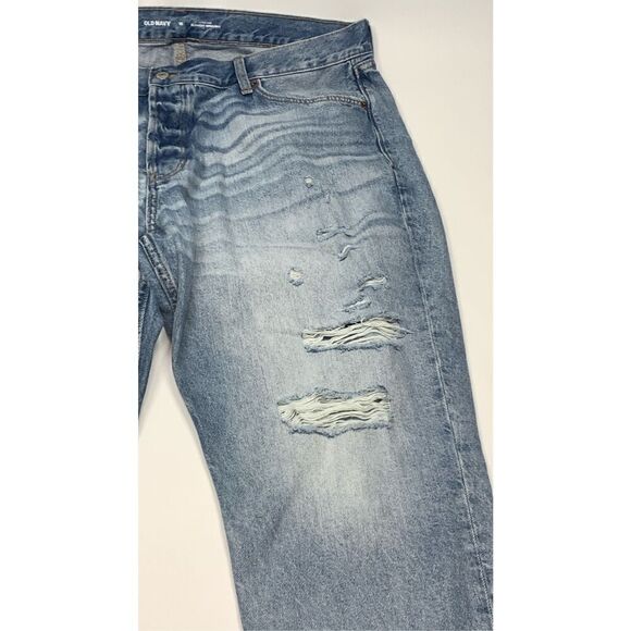 Old Navy Women's Distressed Denim High-Rise Slouchy Straight Jeans Blue Size 18 - Picture 2 of 10